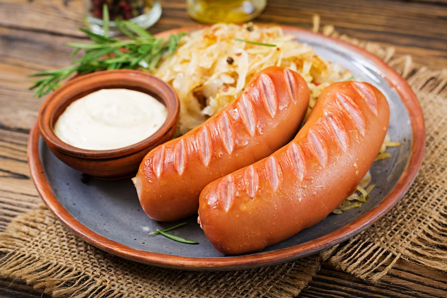 https://www.freepik.com/free-photo/plate-sausages-sauerkraut-wooden-table-traditional-oktoberfest-menu_6571822.htm#query=sausage&position=2&from_view=search&track=sph